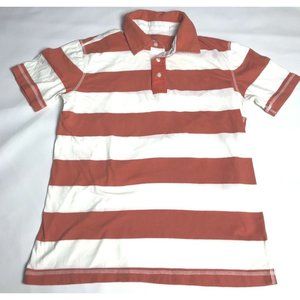 Gap Polo Shirt Mens Size Small Orange White Striped Cotton Short Sleeve